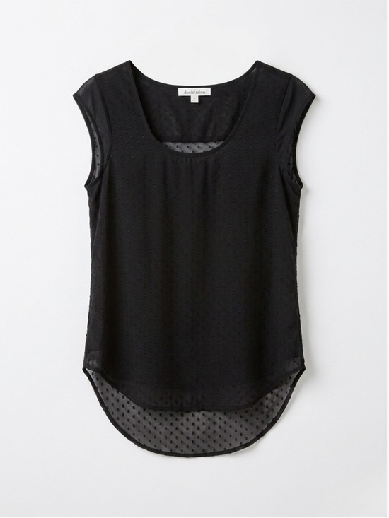 Daniel Rainn Tops - Daniel Rainn Black Sleeveless Sheer‎ Dot Blouse